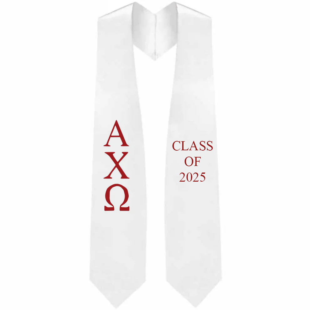 Alpha Chi Omega Greek Lettered Stole w/ Year