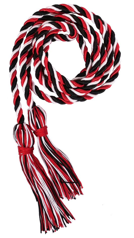 Black, Red and White Three Color Graduation Honor Cord